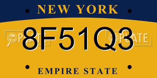 8F51Q3 New York License Plate