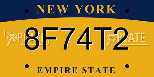 8F74T2 New York License Plate