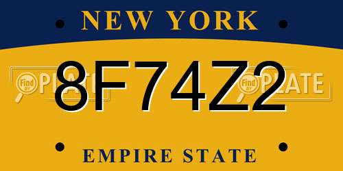 8F74Z2 New York License Plate