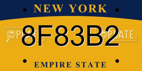 8F83B2 New York License Plate