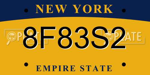 8F83S2 New York License Plate