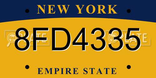 8FD4335 New York License Plate