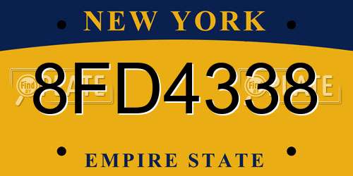 8FD4338 New York License Plate