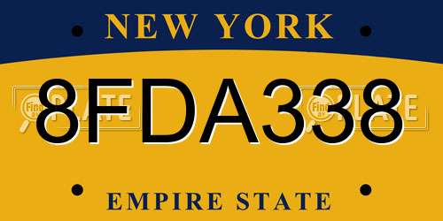 8FDA338 New York License Plate