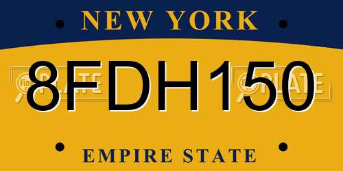 8FDH150 New York License Plate