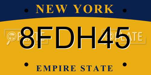 8FDH45 New York License Plate