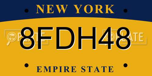 8FDH48 New York License Plate
