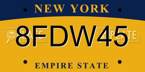 8FDW45 New York License Plate