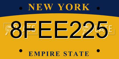 8FEE225 New York License Plate