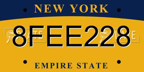 8FEE228 New York License Plate