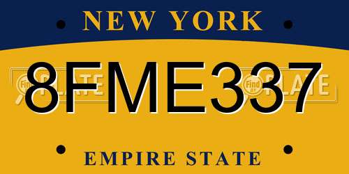 8FME337 New York License Plate