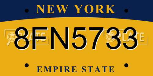 8FN5733 New York License Plate