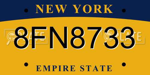 8FN8733 New York License Plate