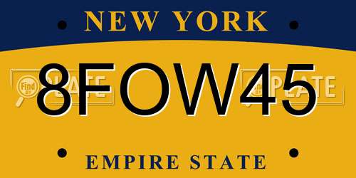 8FOW45 New York License Plate
