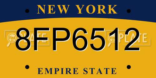 8FP6512 New York License Plate