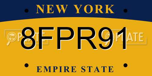 8FPR91 New York License Plate