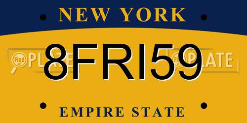8FRI59 New York License Plate