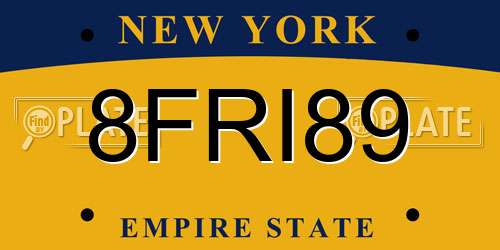 8FRI89 New York License Plate