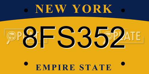8FS352 New York License Plate