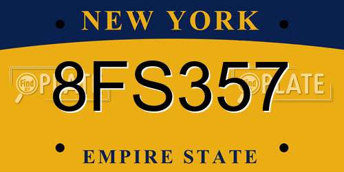 8FS357 New York License Plate