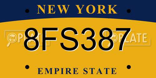 8FS387 New York License Plate