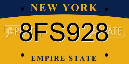 8FS928 New York License Plate