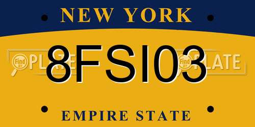 8FSI03 New York License Plate