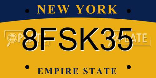 8FSK35 New York License Plate