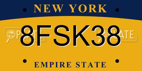 8FSK38 New York License Plate