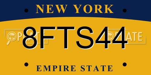 8FTS44 New York License Plate