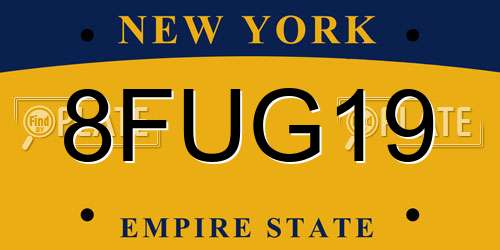 8FUG19 New York License Plate