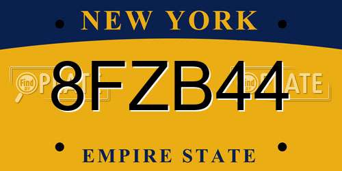 8FZB44 New York License Plate