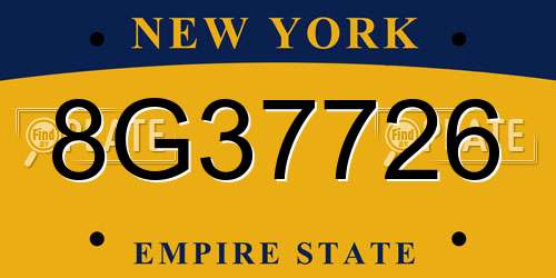 8G37726 New York License Plate