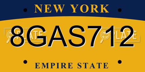 8GAS712 New York License Plate