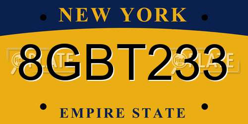 8GBT233 New York License Plate