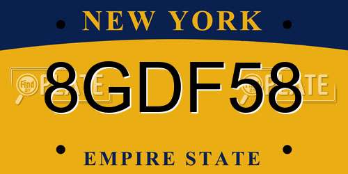 8GDF58 New York License Plate