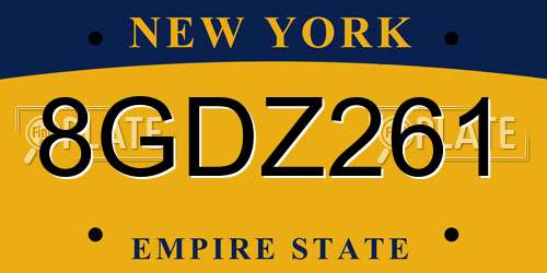 8GDZ261 New York License Plate