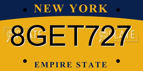 8GET727 New York License Plate