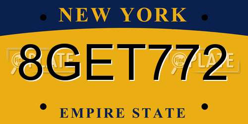8GET772 New York License Plate