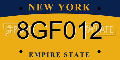 8GF012 New York License Plate