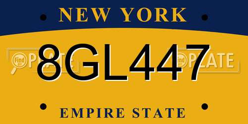 8GL447 New York License Plate