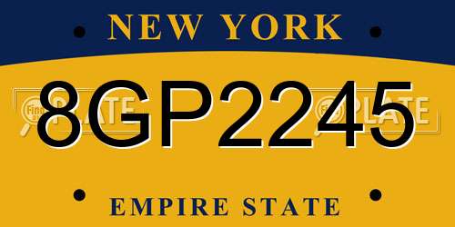 8GP2245 New York License Plate