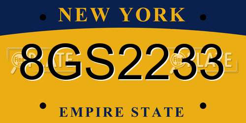 8GS2233 New York License Plate