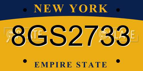 8GS2733 New York License Plate