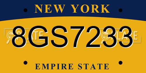 8GS7233 New York License Plate