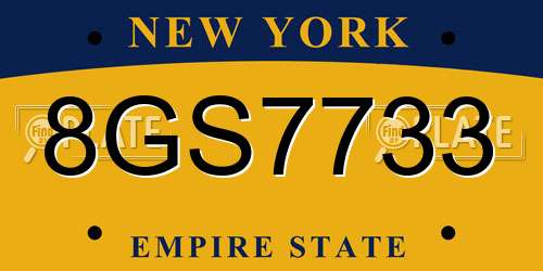 8GS7733 New York License Plate