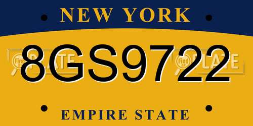 8GS9722 New York License Plate