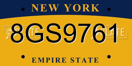 8GS9761 New York License Plate