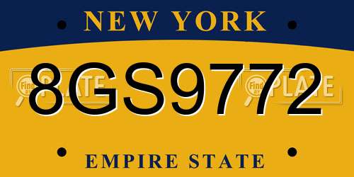 8GS9772 New York License Plate