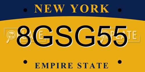 8GSG55 New York License Plate
